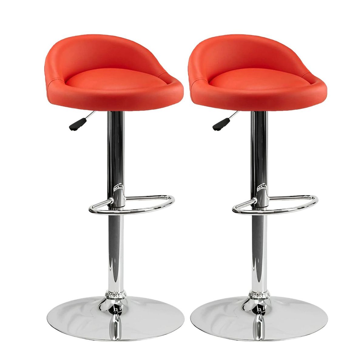 DIMATEX LEON - 2 Sillas Bar Butaco Alta Giratoria Barra Bar Cocina Refsantana Rojo