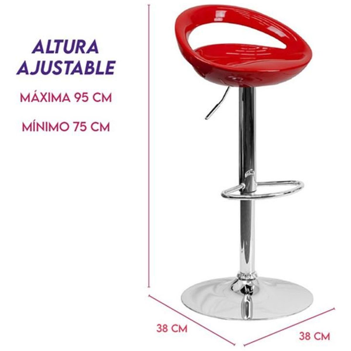 DIMATEX LEON - 2 Sillas Bar Butaco Alta Giratoria Barra Bar Cocina Refchicago Rojo