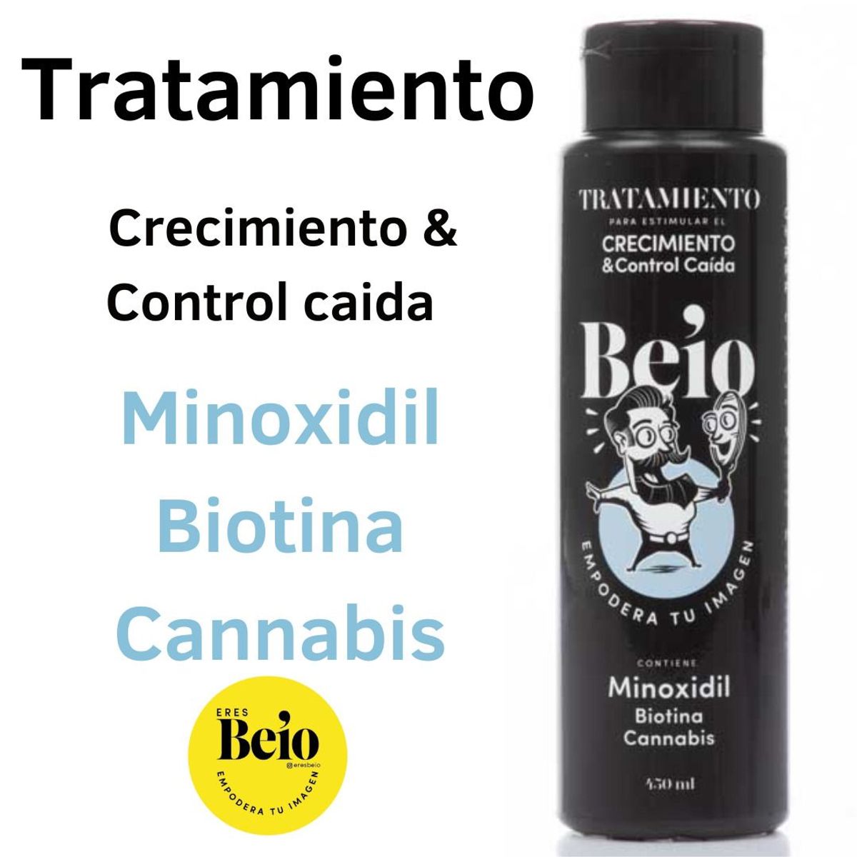 GENERICO - Tratamiento Minoxidil  Biotina  Vitamina E Control caída y crecimiento de Cabello Hombre Beio
