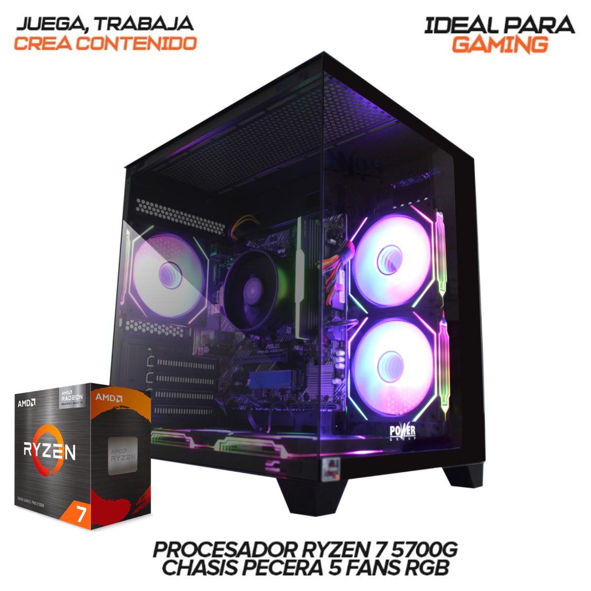 AMD - PC GAMER RYZEN 7 5700G - 32GB RAM - 1.5TB SSD - MONITOR 24" 120Hz + Combo 4 en 1