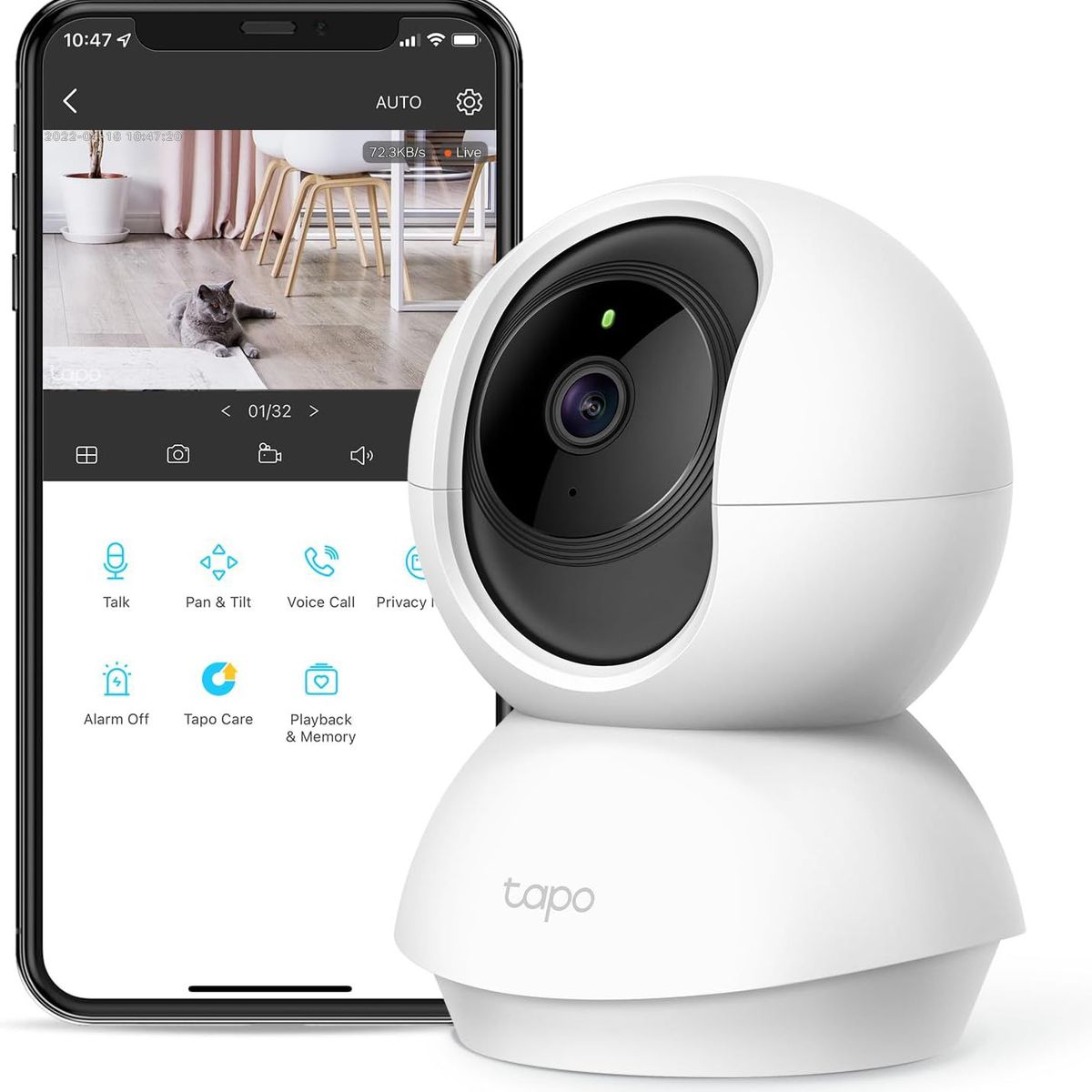 TP LINK - Cámara IP WiFi Robótica 360º DíaNoche Audio 1080p TP-Link Tapo C200
