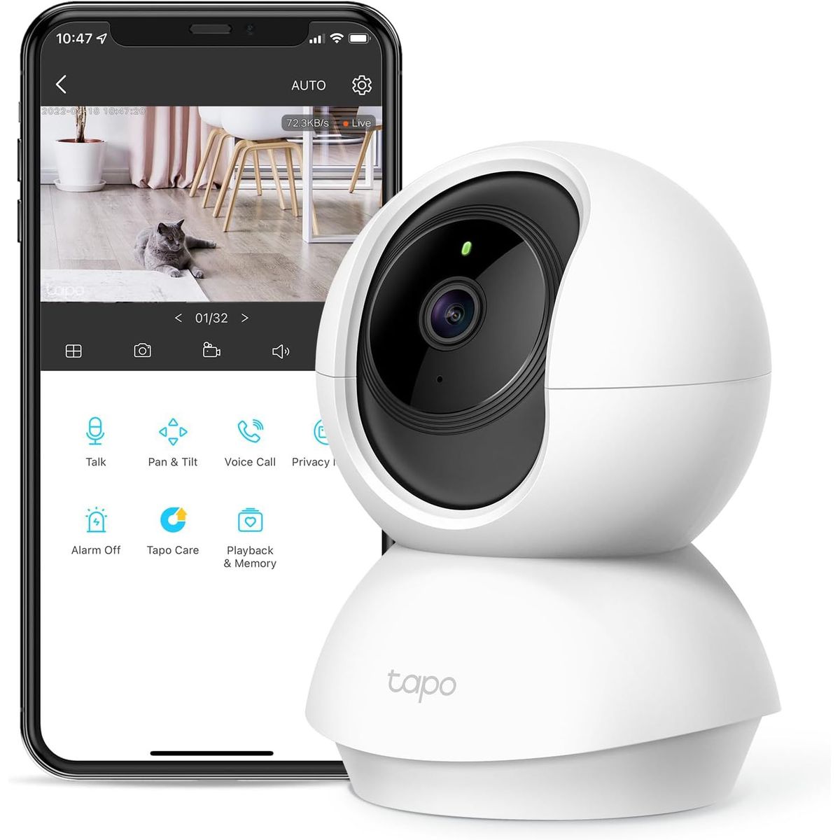 TP LINK - Cámara IP WiFi Robótica 360º DíaNoche Audio 1080p TP-Link Tapo C200