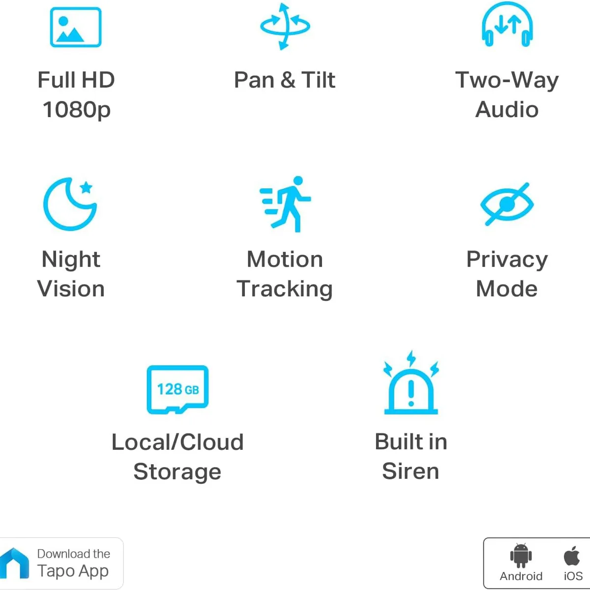 TP LINK - Cámara IP WiFi Robótica 360º DíaNoche Audio 1080p TP-Link Tapo C200
