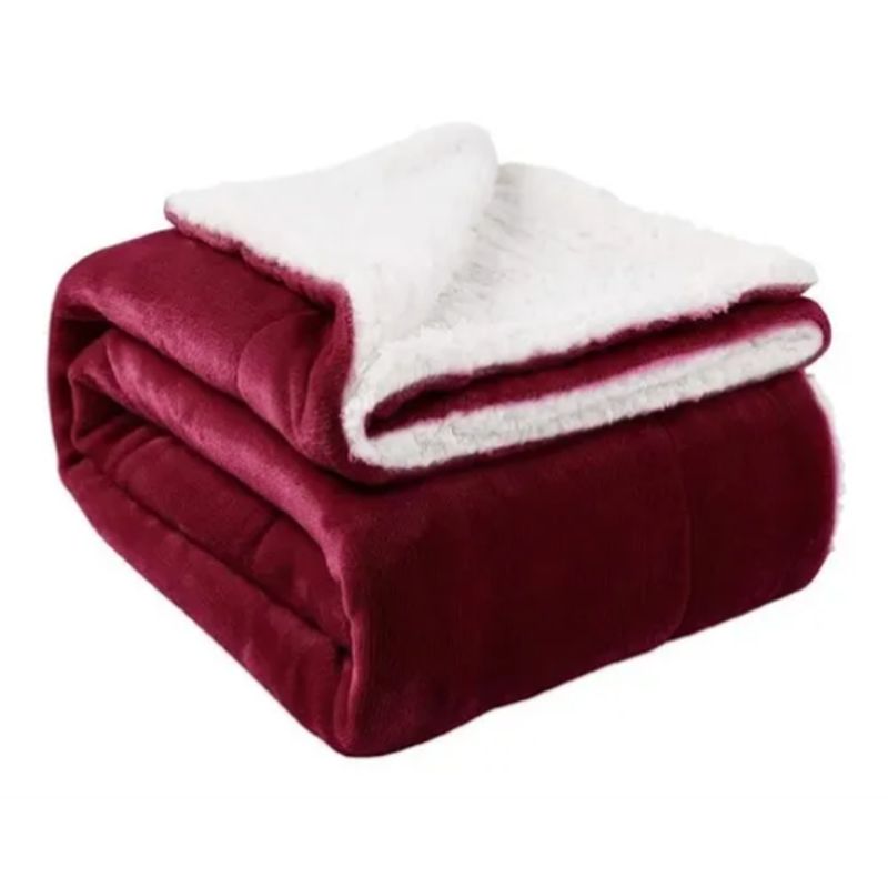 GENERICO - Cobija Termica Sherpa 190x220 cm Semidoble/Doble  Vinotinto