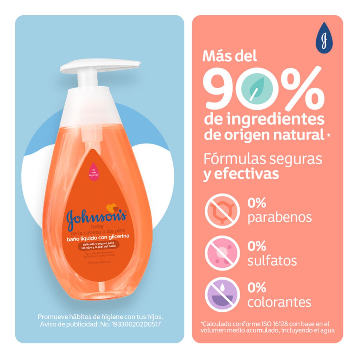 JOHNSON'S BABY - Baño Liquido Johnsons Baby De Cabeza A Pies X 400ml