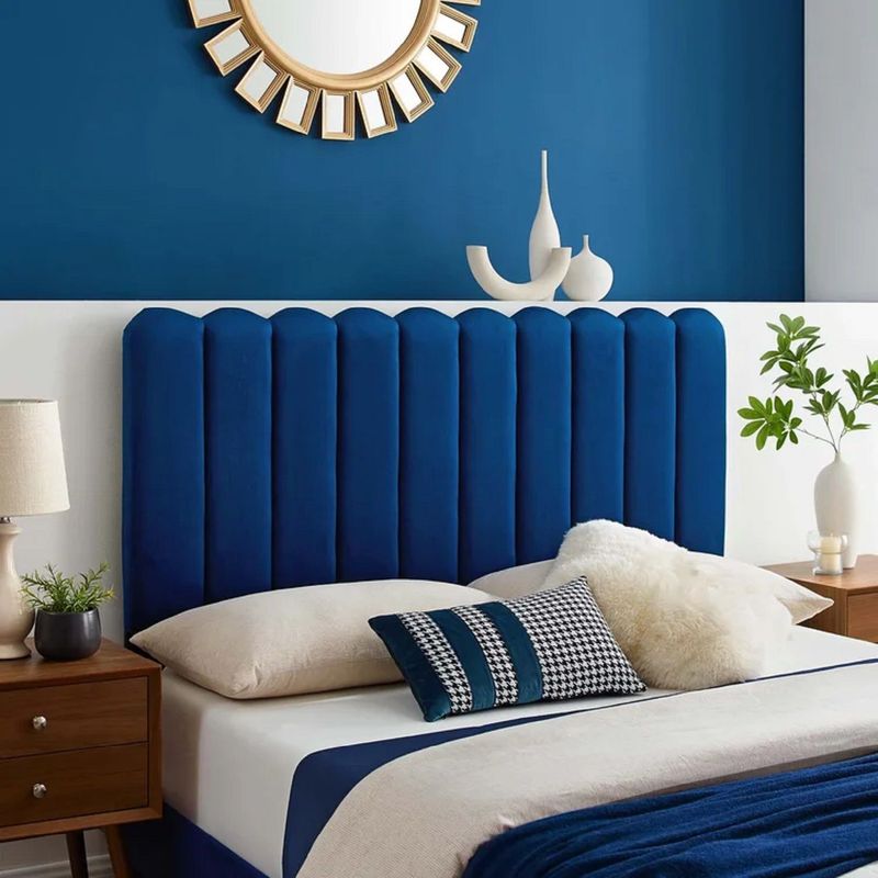 BANZAY - Cabecero Paneles Curvos Cama Queen - Azul Rey