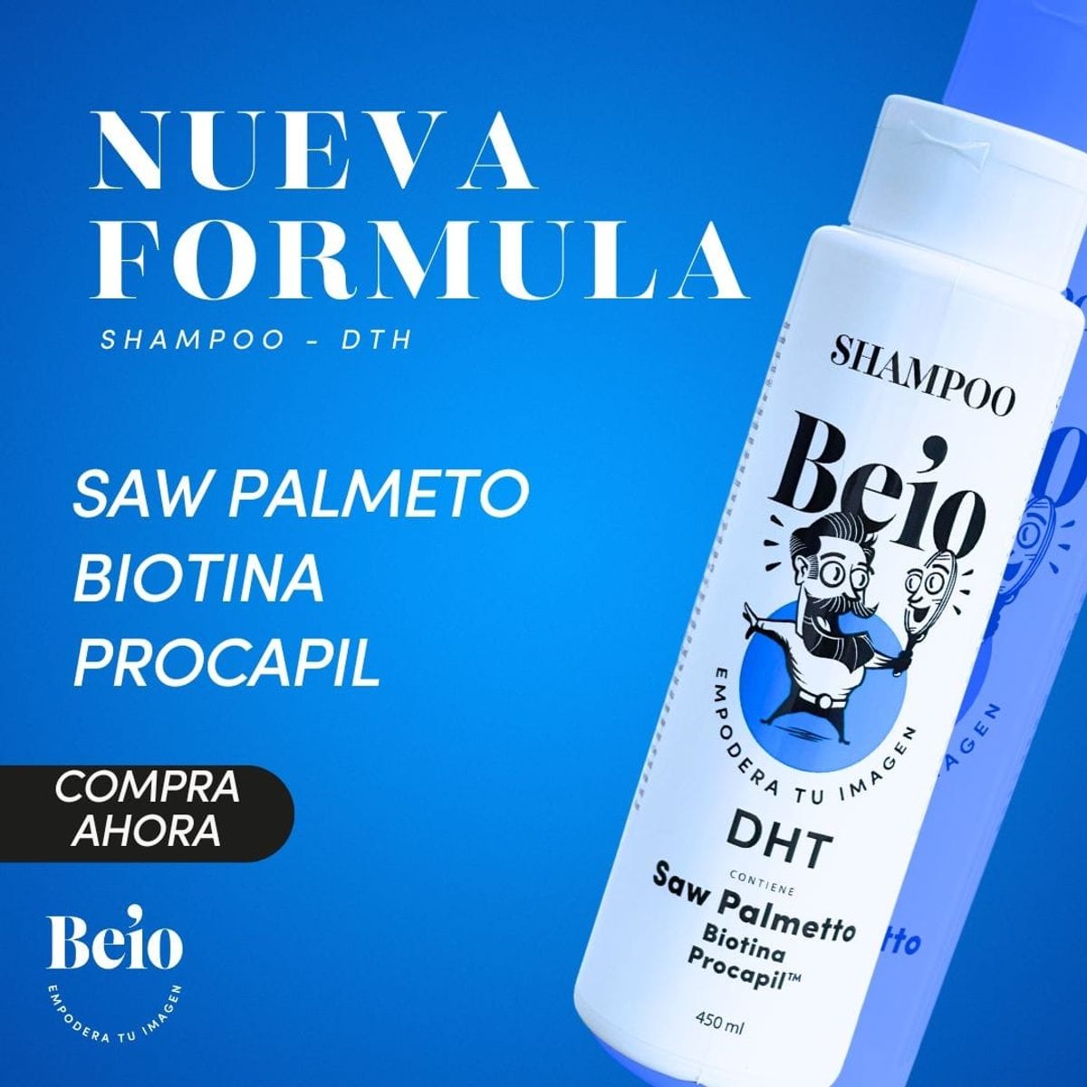 GENERICO - Shampoo DHT Saw Palmetto Biotina Procapil Control caída y Crecimiento de Cabello Hombre Beio