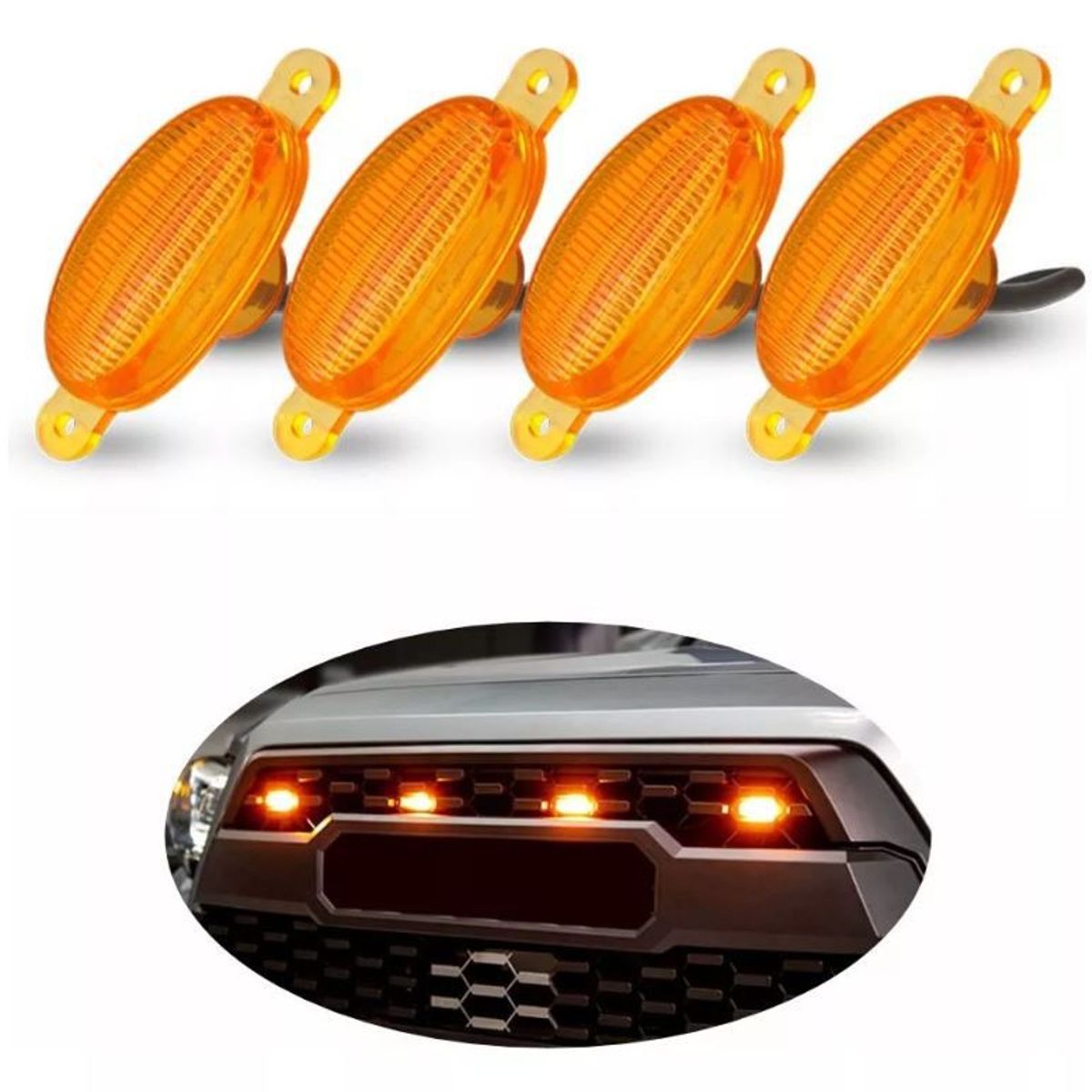 SHENGSHOU - Luces Led Amarillas Lujo Para Persiana Parrilla Tipo Ford X4