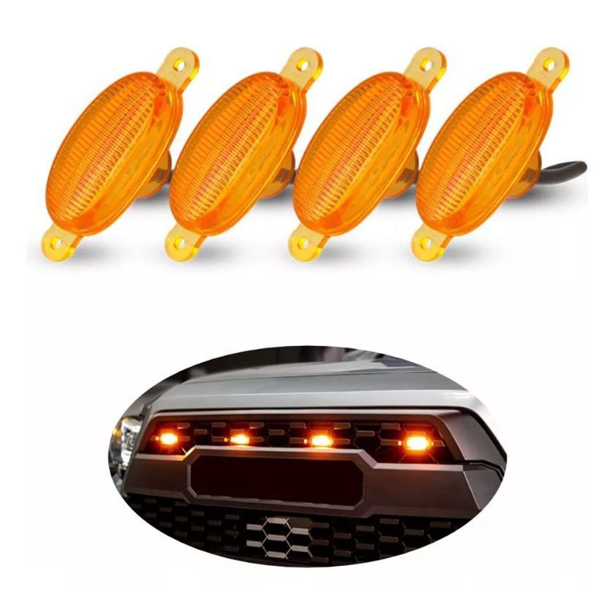 SHENGSHOU - Luces Led Amarillas Lujo Para Persiana Parrilla Tipo Ford X4