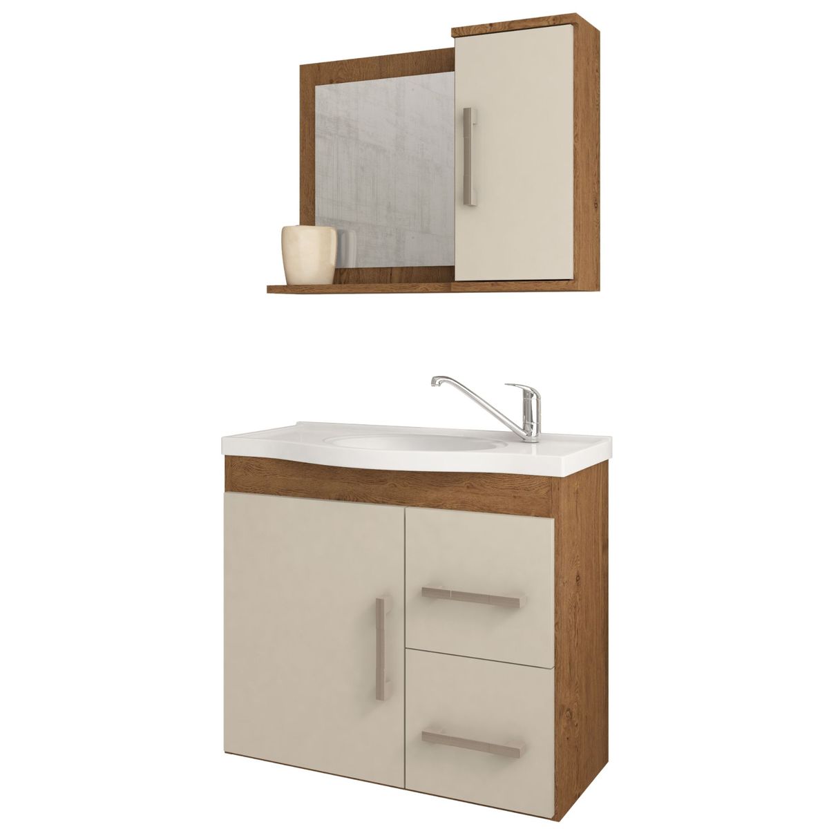 AKIVOY - Mueble de Baño Vix con Espejo Color Almendra - Beige