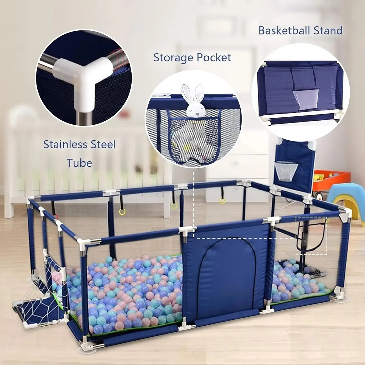 KIDSHOP - Parque Corral De Juegos Bebes Con Cancha 2099-AZ