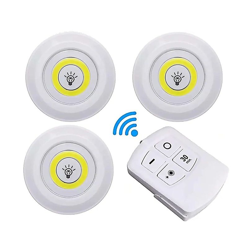GENERICO - Juego Bombilla X3 Luces Led Inalámbrica Con Control De Mando