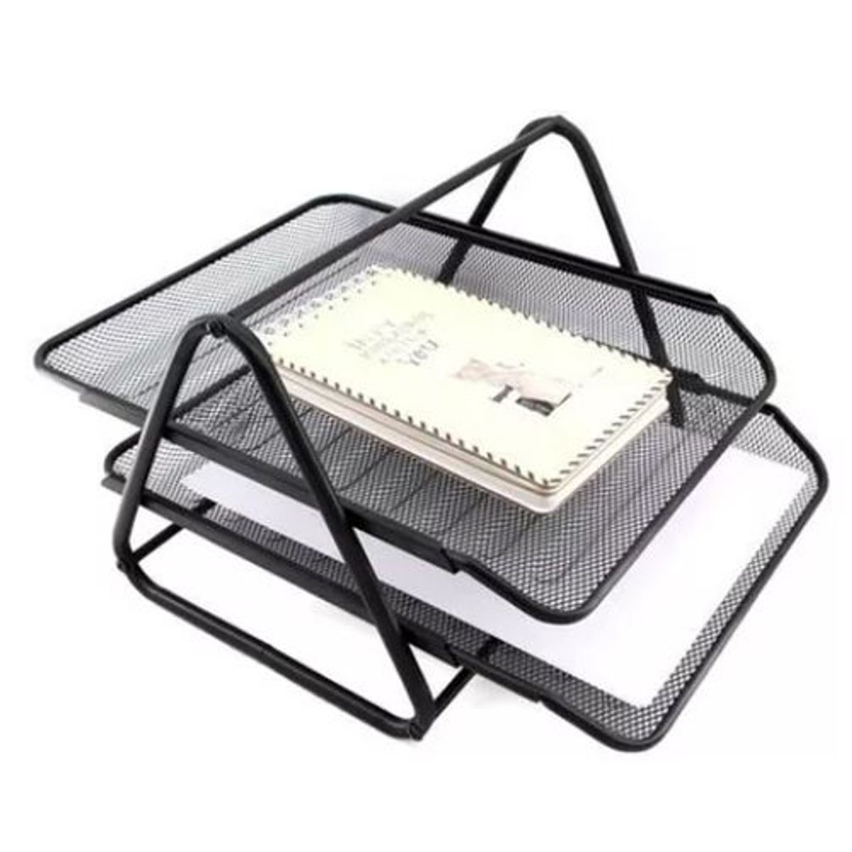 GENERICO - Bandeja Organizadora Metálica Malla X 2 Puestos En Negro