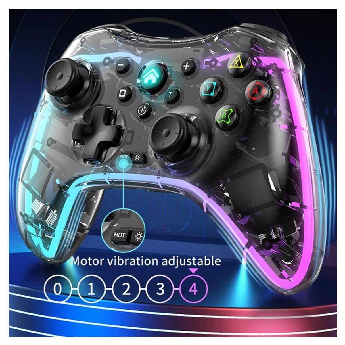 ONE PIXEL - Control Inalambrico Gamepad Transparente Rgb Joystick Lh-3