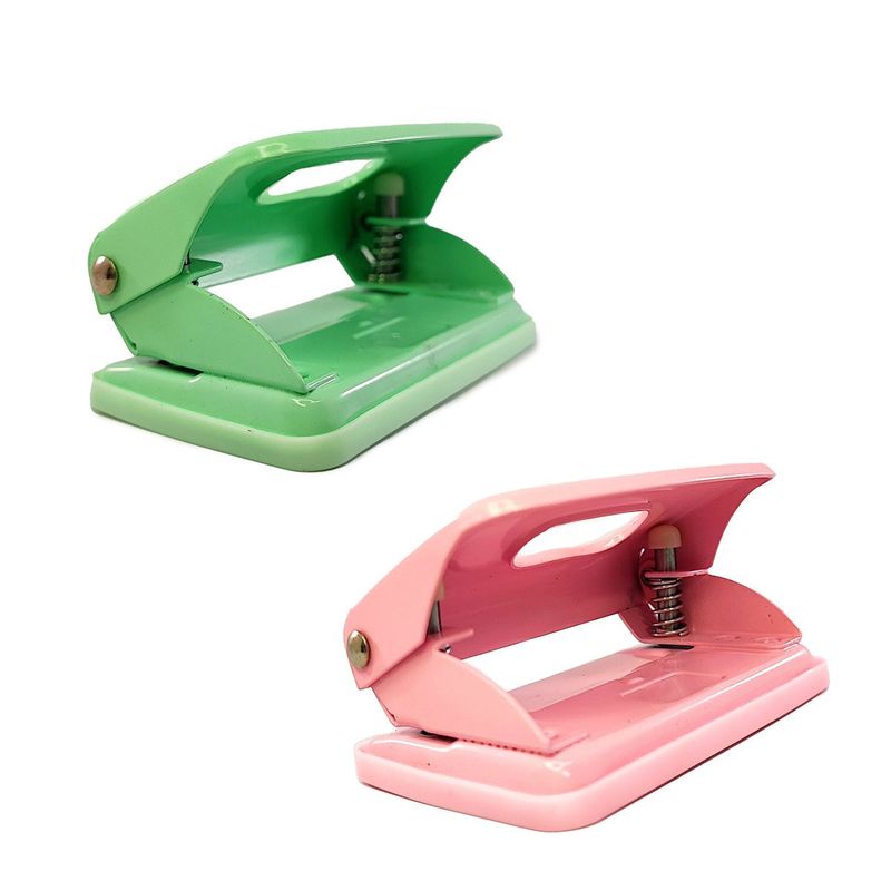 POINTER - Perforadora Metálica 2 Huecos, Tono Pastel Para 10 Hojas.