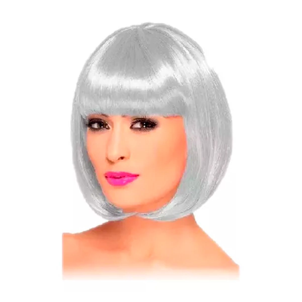 GENERICO - Peluca Corta Color Blanco Disfraz Party Halloween Cabello Sintético