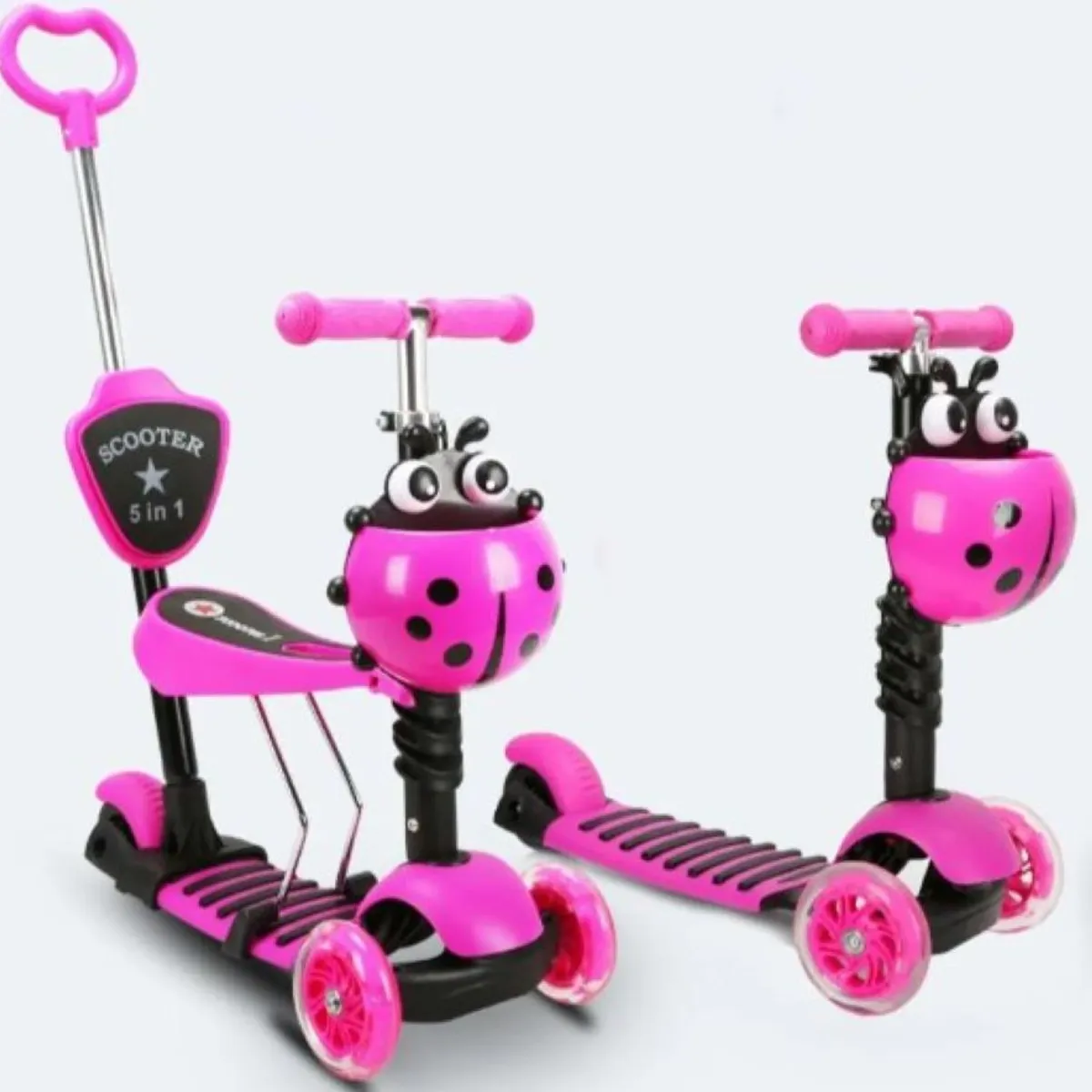 GENERICO - Patineta Scooter Monopatin 5 En 1 Mariquita Con Luces