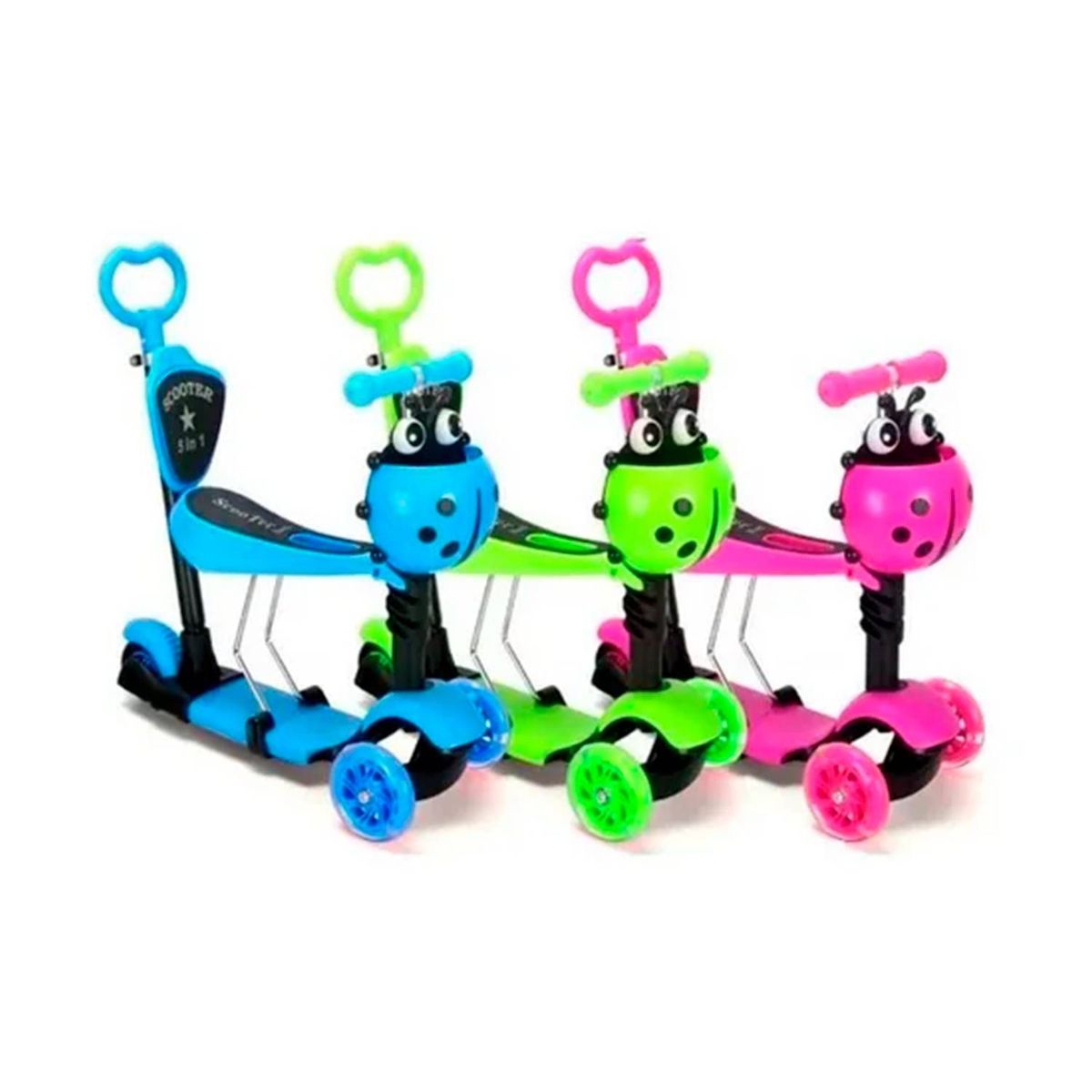 GENERICO - Patineta Scooter Monopatin 5 En 1 Mariquita Con Luces