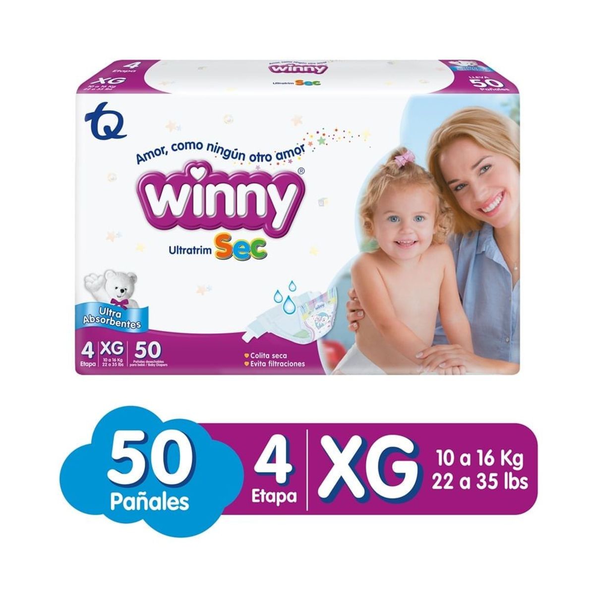 WINNY - Pañal Winny Ultratrim Sec Etapa 4 X 50und