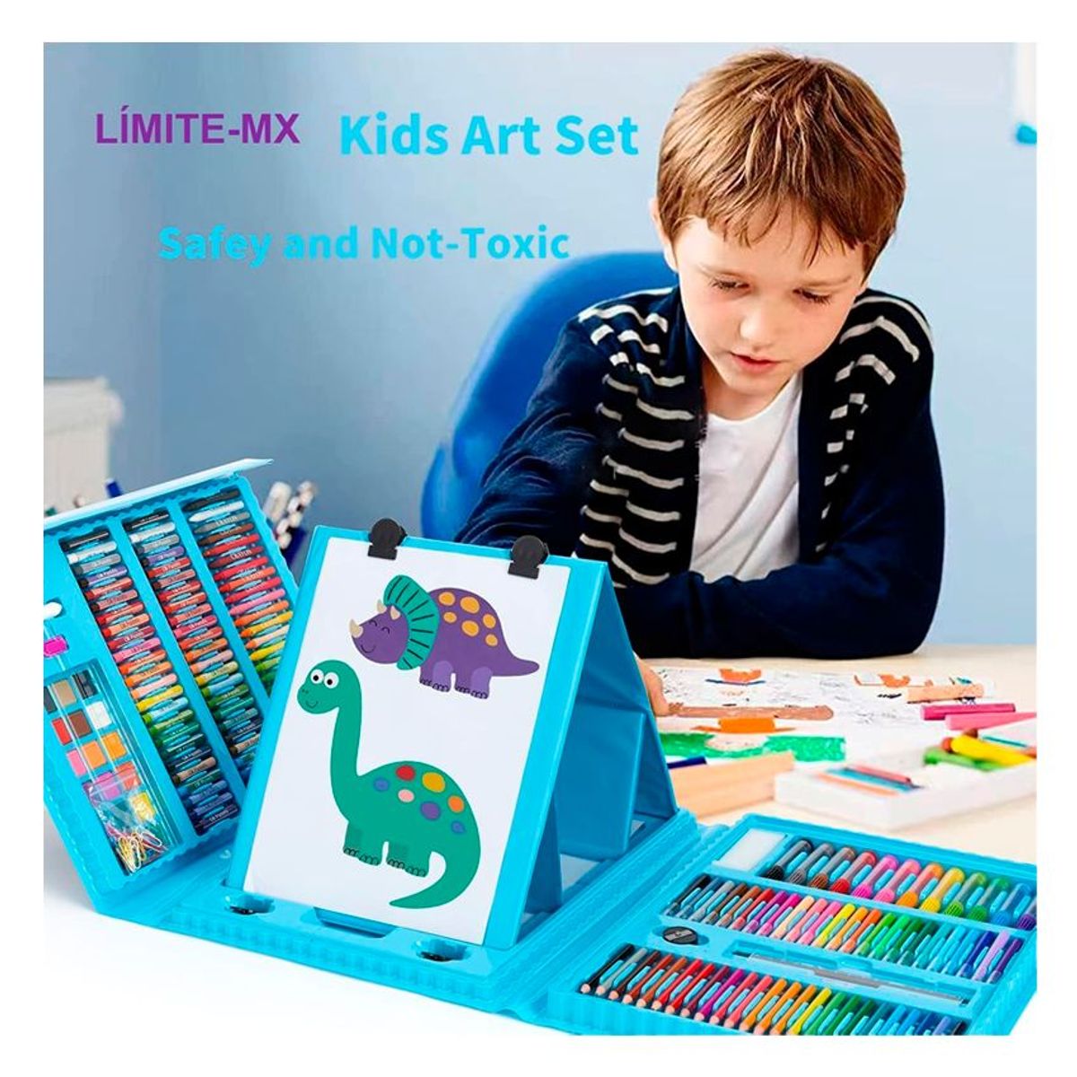 GENERICO - Kit De Arte 208 Piezas Juego Arte Y Dibujo Creativo Azul