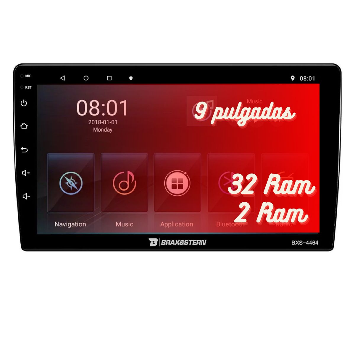 B BRAX&STERN - Radio Carro Android 2x32 GB Pantalla 9 QLED GPS Brax&Stern BXS-4464