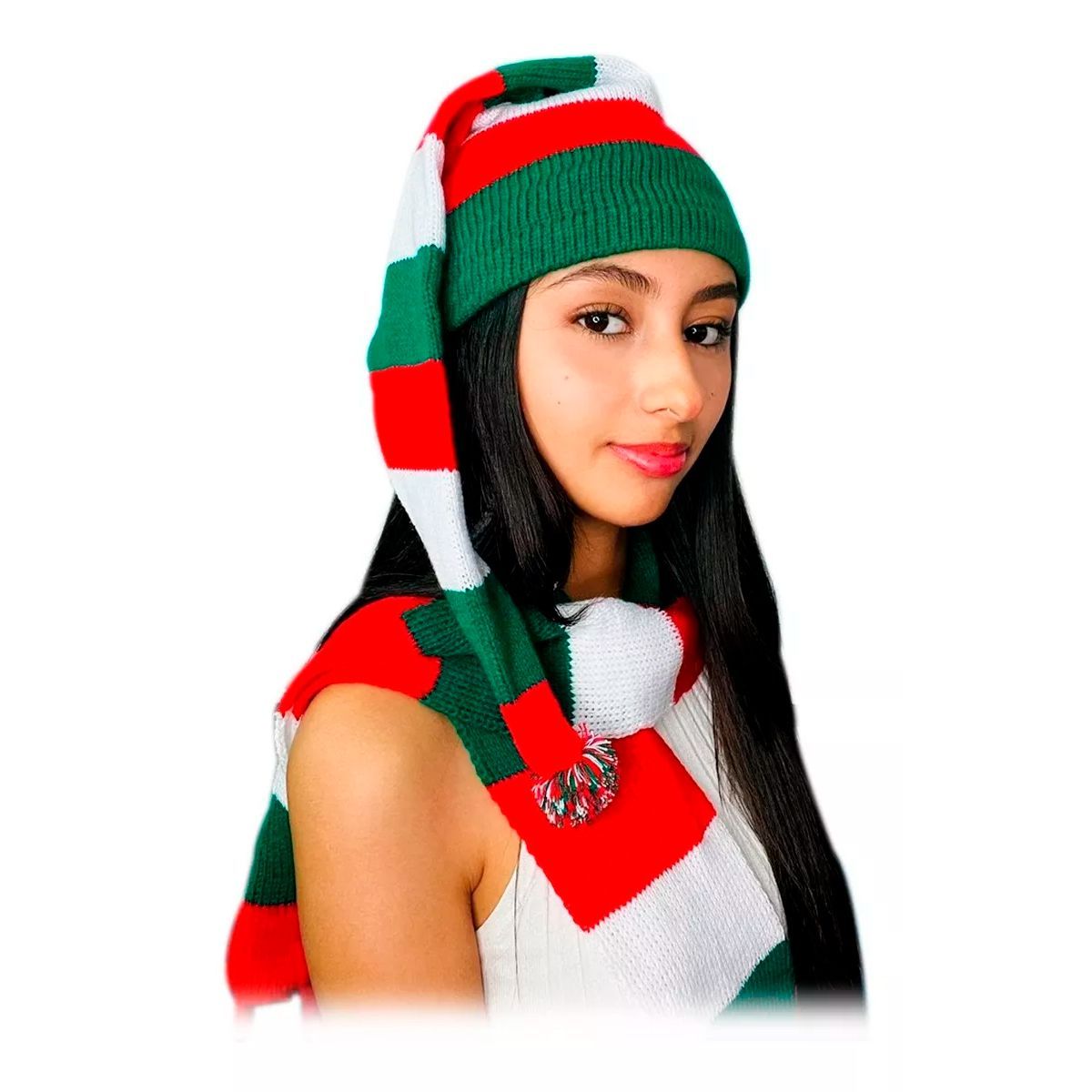 GENERICO - Gorro Largo + Bufanda Navidad 2 En 1 Térmicos Niño Y Adulto