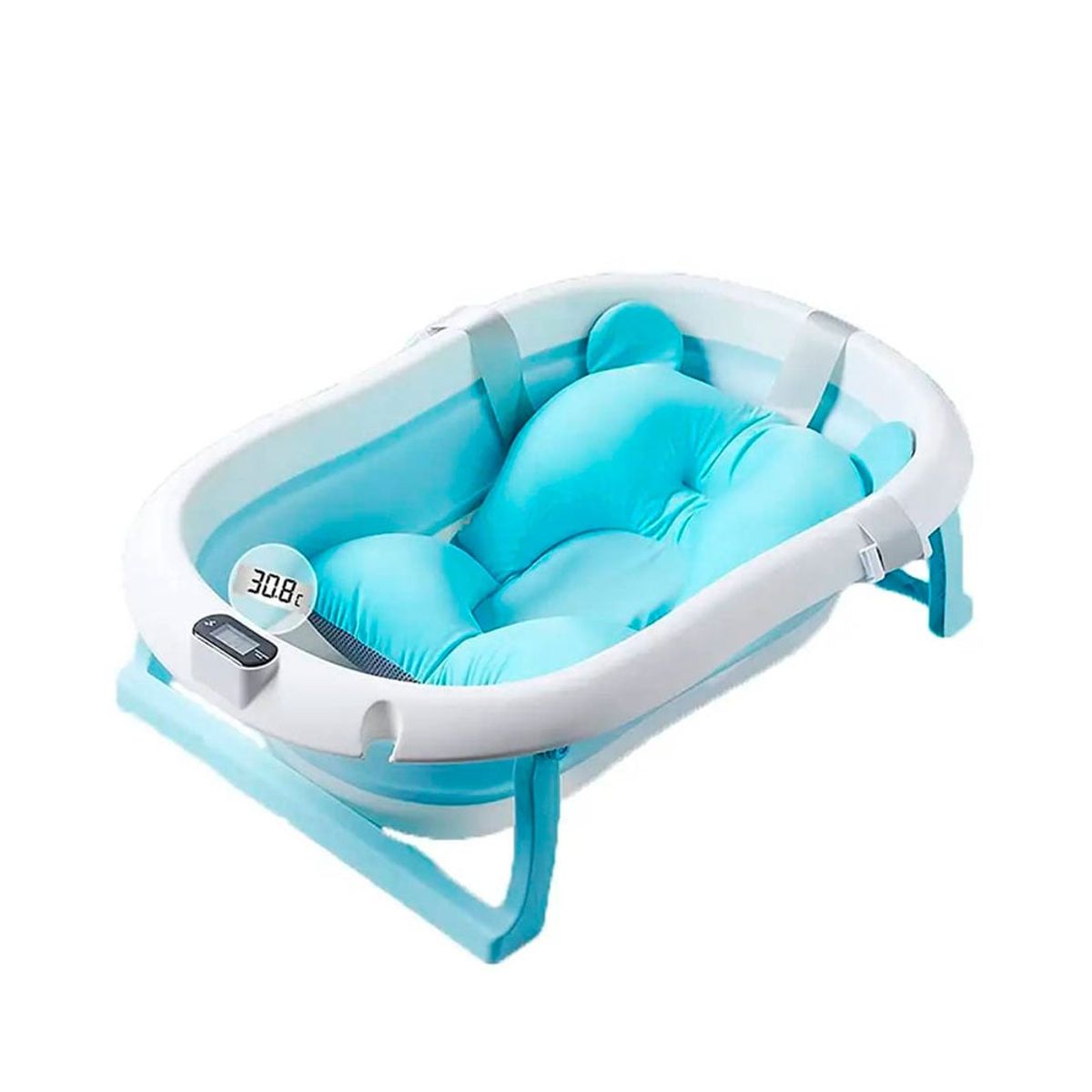 GENERICO - Bañera Tina Plegable Para Bebé Con Termómetro  Cojín Malla