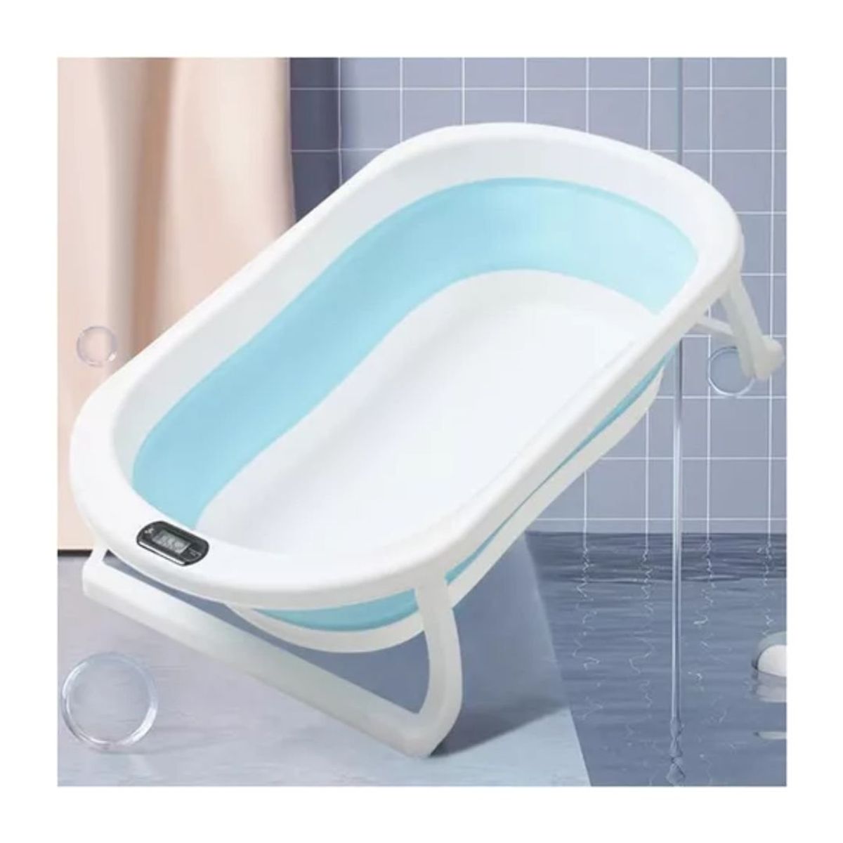 GENERICO - Bañera Tina Plegable Para Bebé Con Termómetro  Cojín Malla