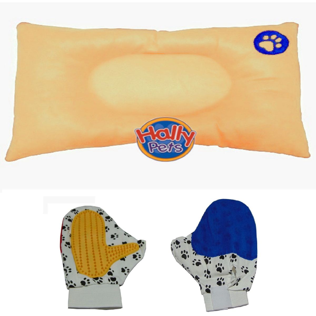 HALLY PET - Colchón Premium Grande Huella Bordada Guante Beige.
