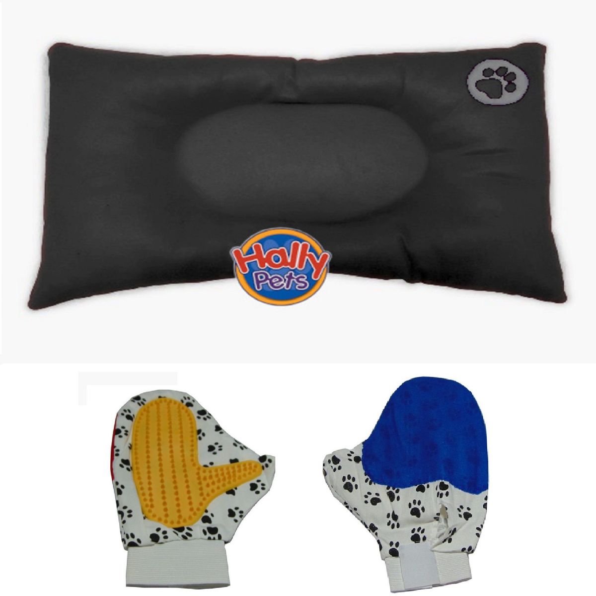 HALLY PET - Colchón Premium Grande Huella Bordada y Guante Negro