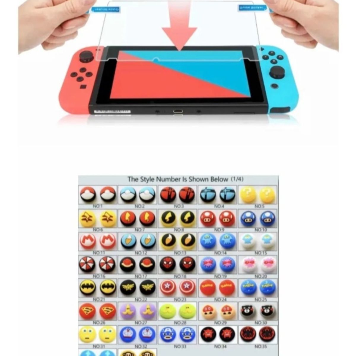 GENERICO - Vidrio Templado + 2 Grips Para Switch