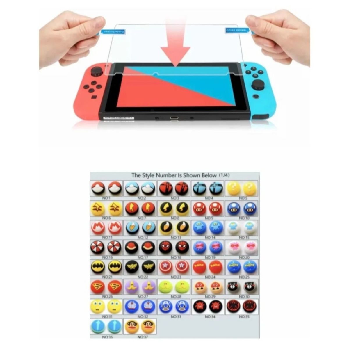 GENERICO - Vidrio Templado + 2 Grips Para Switch