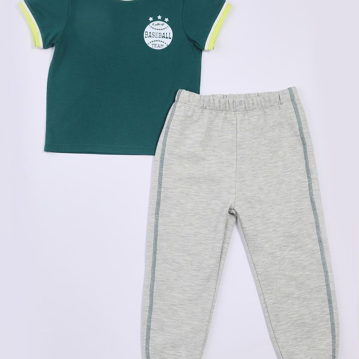 BABY PLANET - Conjunto De Camiseta Verde Y Pantalon Gris Para Bebé Niño Baby Planet