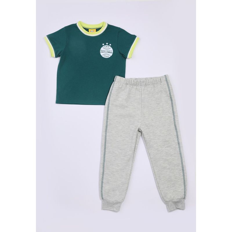 BABY PLANET - Conjunto De Camiseta Verde Y Pantalon Gris Para Bebé Niño Baby Planet