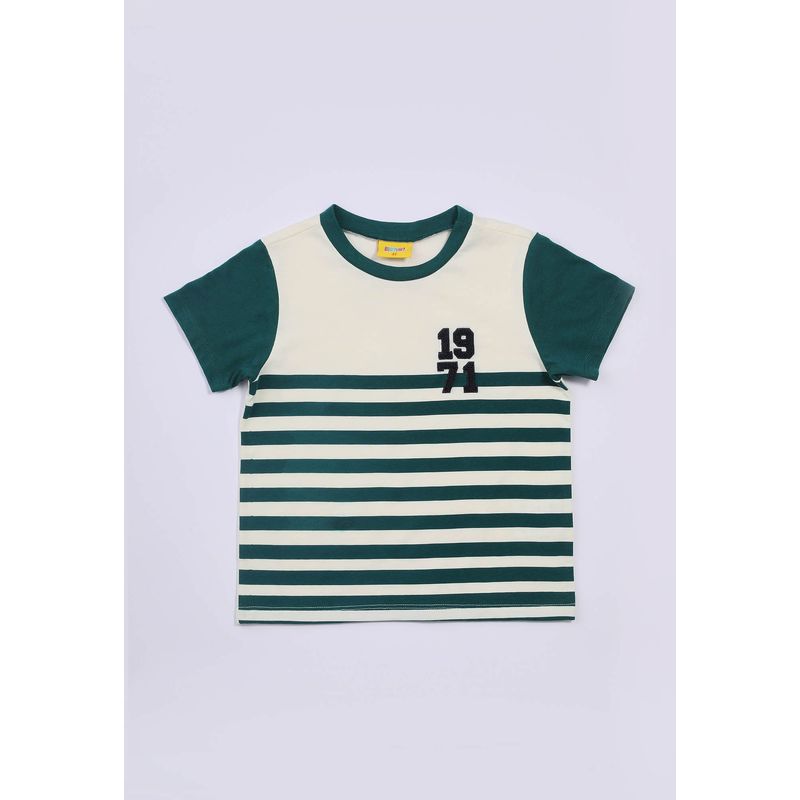 BABY PLANET - Camiseta Verde De Rayas Con Estampado En Frente Para Bebé Niño Baby Planet