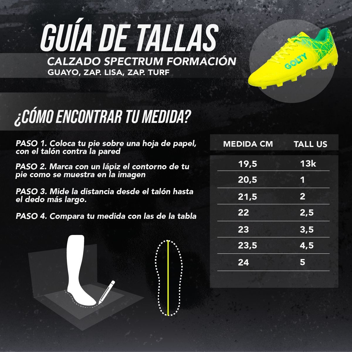 GOLTY - Guayos De Futbol Golty Spectrum Suela Caucho Juvenil