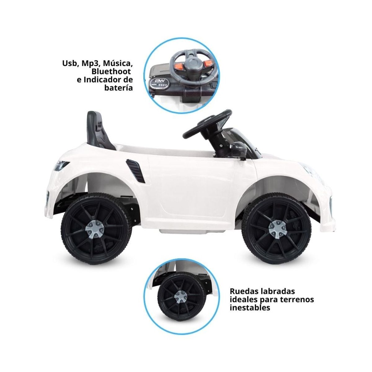 PRINSEL - Carro Electrico Niño Montable Spider Blanco 6V Prinsel