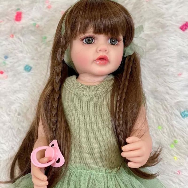 GENERICO - Muñeca Bebé Reborn Cuerpo Silicona Cabello Castaño - Charlotte