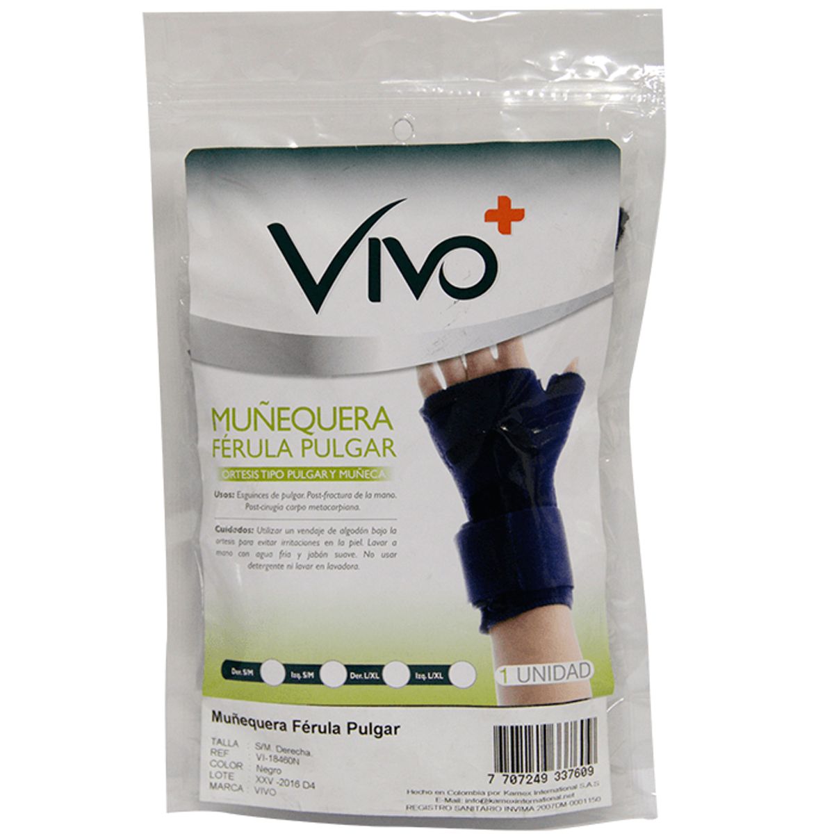 VIVO - Muñequera Ferula Pulgar Derecha T-L