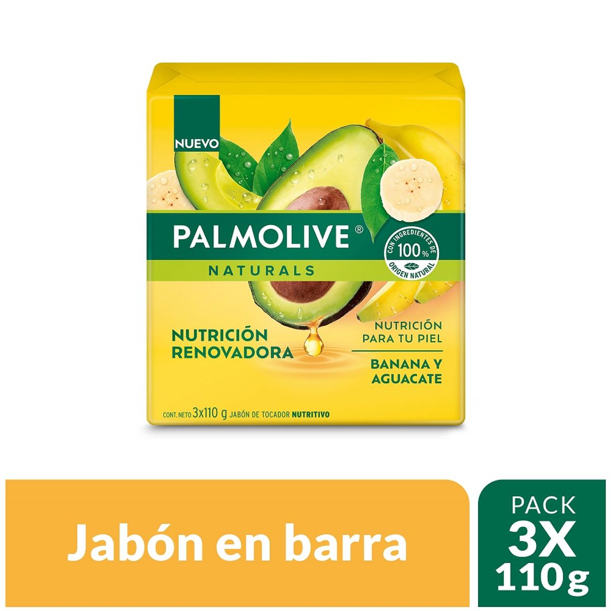 PALMOLIVE - Jabon Palmolive Banano Y Aguacate X 110g X 3und
