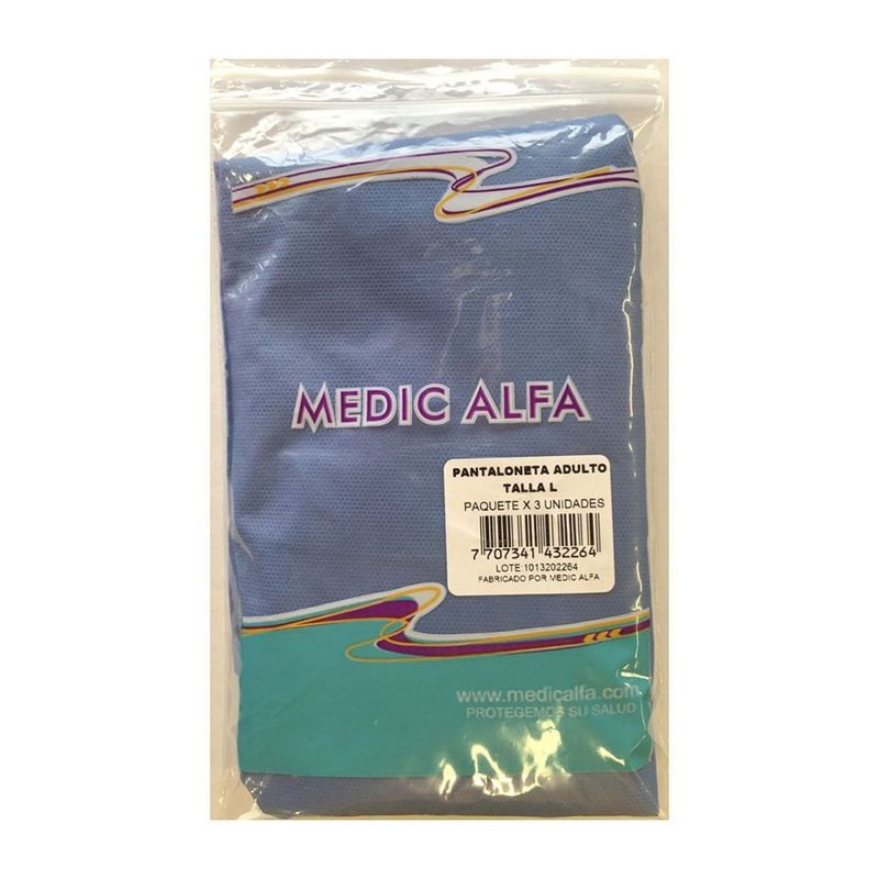 GENERICO - Pantaloneta Unisex Medic Alfa Talla L Paquete X 3 Und