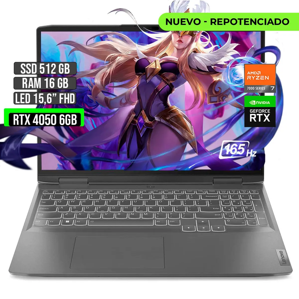 LENOVO - Portátil Lenovo LOQ AMD Ryzen 7 RTX 4050 16GB 512GB 15.6" FHD