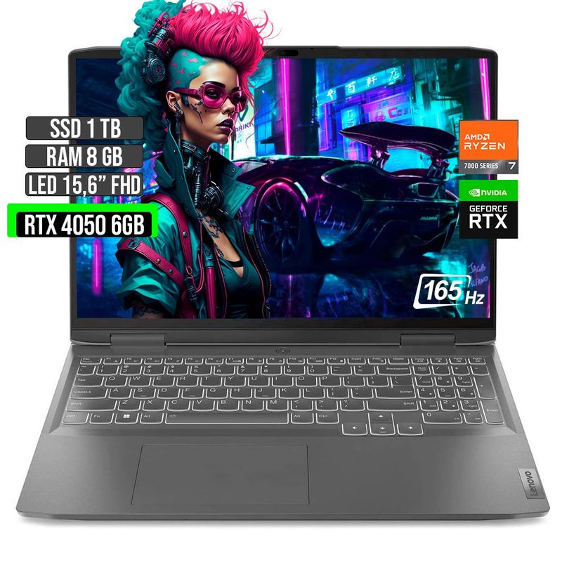 LENOVO - Portátil Lenovo AMD Ryzen 7 RTX 4050 1TB SSD 8GB RAM 15.6" FHD