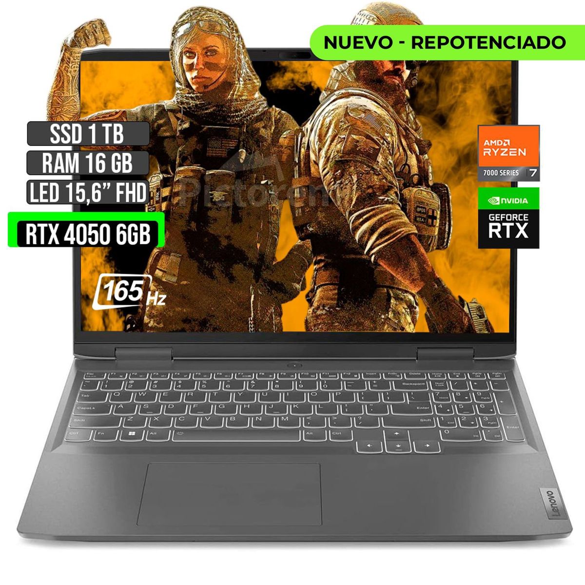 LENOVO - LENOVO LOQ AMD RYZEN 7-7840HS RTX 4050 6GB SSD 1TB RAM 16GB LED 15,6" FHD 165Hz