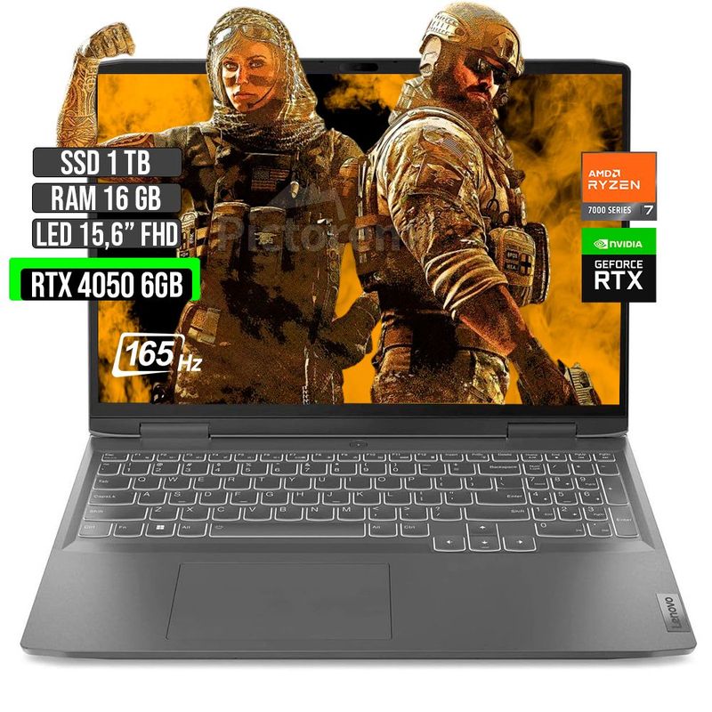 LENOVO - LENOVO LOQ AMD RYZEN 7-7840HS RTX 4050 6GB SSD 1TB RAM 16GB LED 15,6" FHD 165Hz