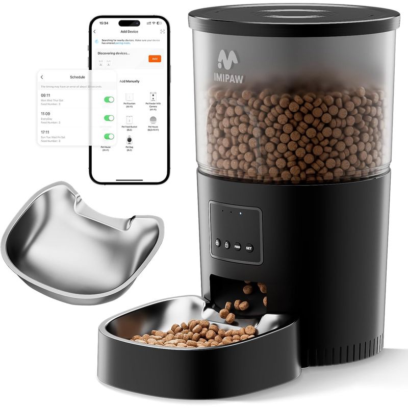 PET CENTER - Comedero Inteligente Automático Wifi PerrosGatos Acero Inox