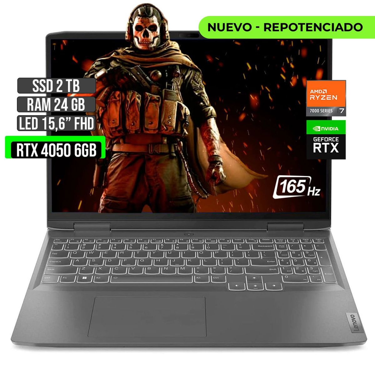 LENOVO - Portátil Lenovo AMD Ryzen 7 RTX 4050 2TB SSD 24GB RAM 15.6" FHD