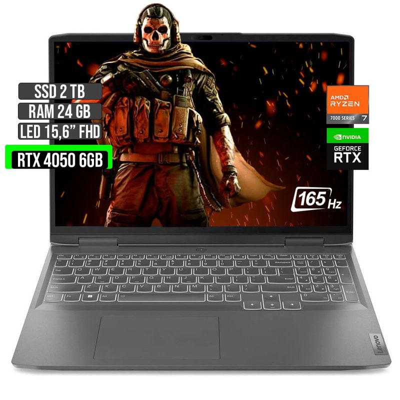 LENOVO - Portátil Lenovo AMD Ryzen 7 RTX 4050 2TB SSD 24GB RAM 15.6" FHD