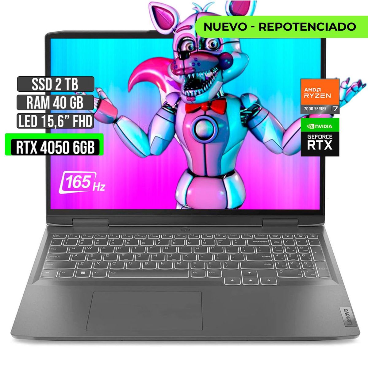 LENOVO - LENOVO LOQ AMD RYZEN 7-7840HS RTX 4050 6GB SSD 2TB RAM 40GB LED 15,6" FHD 165Hz