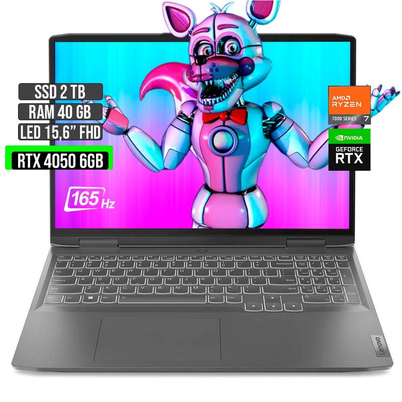 LENOVO - LENOVO LOQ AMD RYZEN 7-7840HS RTX 4050 6GB SSD 2TB RAM 40GB LED 15,6" FHD 165Hz